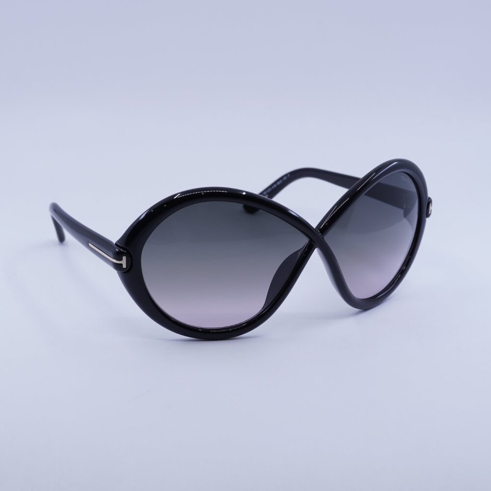 Tom Ford Jada FT1070 01B Sunglasses Black Geometric Frame, Smoke Lenses